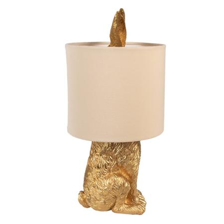 Clayre & Eef Tischlampe Kaninchen Ø 20x43 cm Goldfarbig Kunststoff Schreibtischlampe