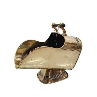 Kohlenkessel aus poliertem Messing des 19. Jahrhunderts