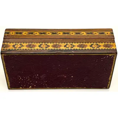 Hochwertige Viktorianische Tunbridge Ware Box mit Rosenmarqueterie, 1890