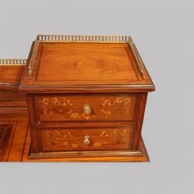 Edwardianischer Satinholz-Schreibtisch mit Intarsien – Antik ca. 1900
