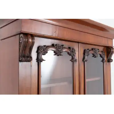 Viktorianischer Mahagoni-Bücherschrank mit verglasten Türen – Antik ca. 1860