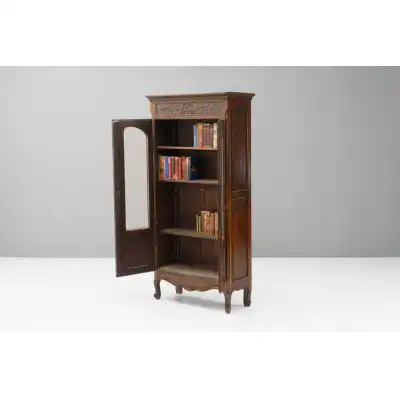Französischer Eichen-Bücherschrank mit verglasten Türen 