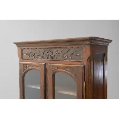 Französischer Eichen-Bücherschrank mit verglasten Türen 