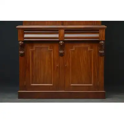 Eleganter viktorianischer Mahagoni-Bücherschrank – Antik