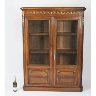 Antiker französischer Empire-Bücherschrank aus Walnuss – 19. Jahrhundert