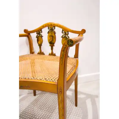 Antiker Satinholz-Stuhl mit handbemalter Verzierung – Edwardianische Epoche