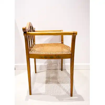 Antiker Satinholz-Stuhl mit handbemalter Verzierung – Edwardianische Epoche