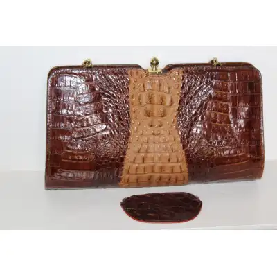 Sehr Elegante Schultertasche aus Hornrücken-Alligator-Schwanzhaut, circa 1930