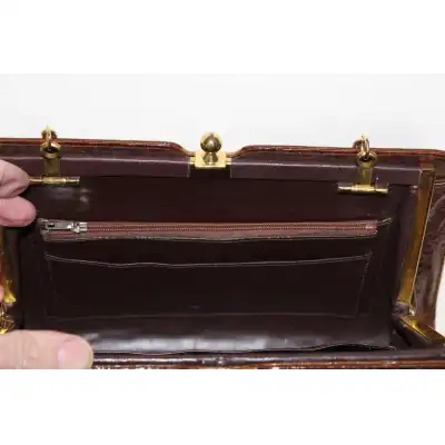 Sehr Elegante Schultertasche aus Hornrücken-Alligator-Schwanzhaut, circa 1930