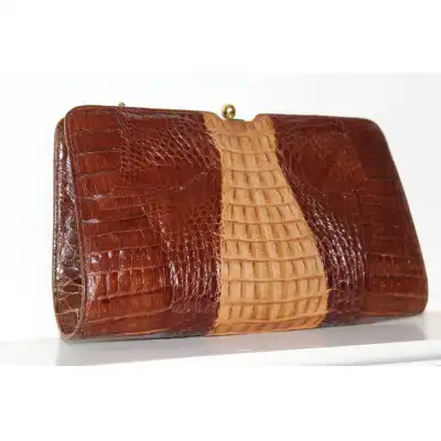 Sehr Elegante Schultertasche aus Hornrücken-Alligator-Schwanzhaut, circa 1930