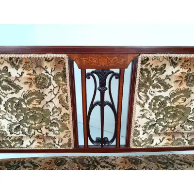 Schöne Edwardian Inlaid Sitzbank- Sofa – Antike Bank mit Eleganter Einlegearbeit