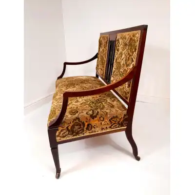 Schöne Edwardian Inlaid Sitzbank- Sofa – Antike Bank mit Eleganter Einlegearbeit