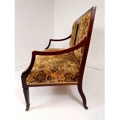 Schöne Edwardian Inlaid Sitzbank- Sofa – Antike Bank mit Eleganter Einlegearbeit