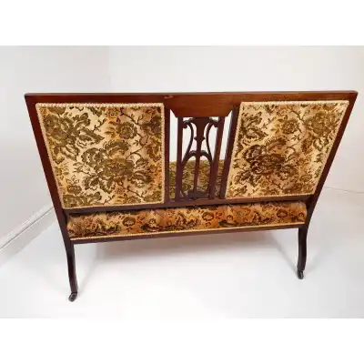 Schöne Edwardian Inlaid Sitzbank- Sofa – Antike Bank mit Eleganter Einlegearbeit