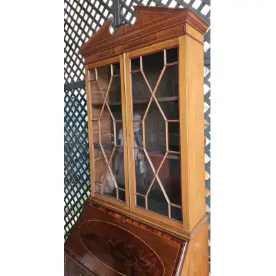 Edwardianischer Mahagoni-Sekretär mit Bücherschrank