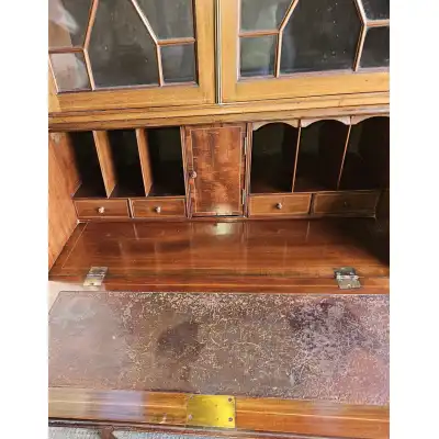 Edwardianischer Mahagoni-Sekretär mit Bücherschrank