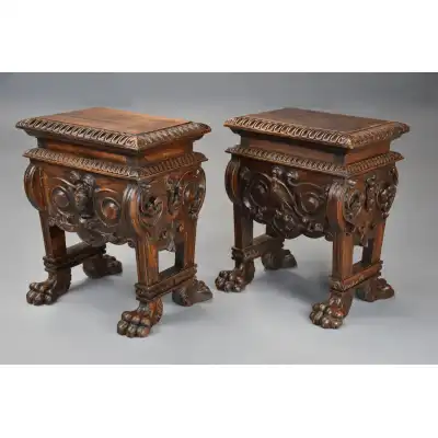 Antikes Paar Hocker 18 JH