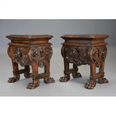 Antikes Paar Hocker 18 JH