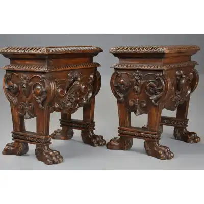 Antikes Paar Hocker 18 JH