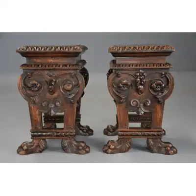 Antikes Paar Hocker 18 JH
