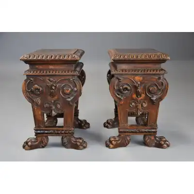 Antikes Paar Hocker 18 JH