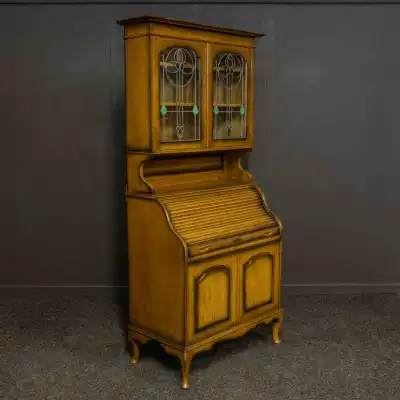 Edwardianisches Rolltop-Bücherregal