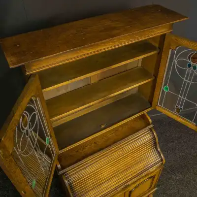 Edwardianisches Rolltop-Bücherregal