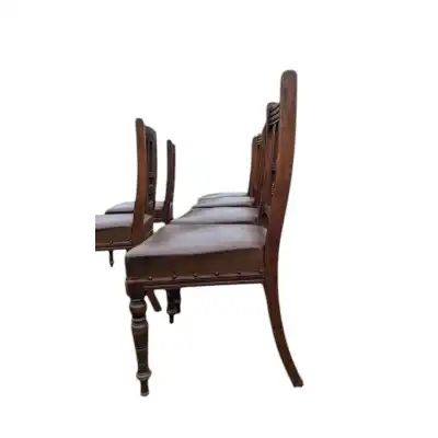 Set aus sechs viktorianischen Esszimmerstühlen aus Nussbaum – ca. 1900