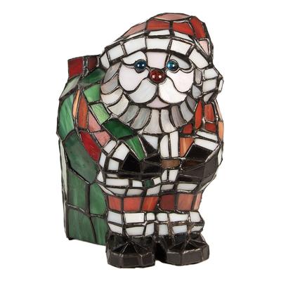 Clayre & Eef Tischlampe Weihnachtsmann 17x11x22 cm Mehrfarbig Glas