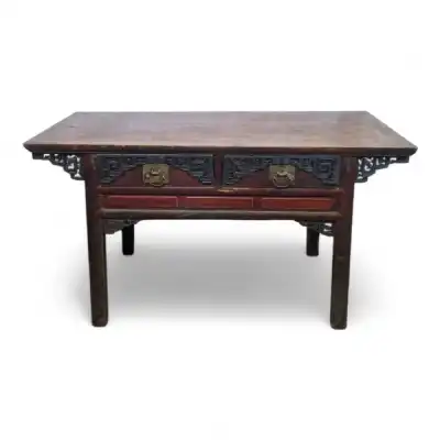 Orientalischer Konsolentisch Antik – Holz, Schnitzerei & Schubladen