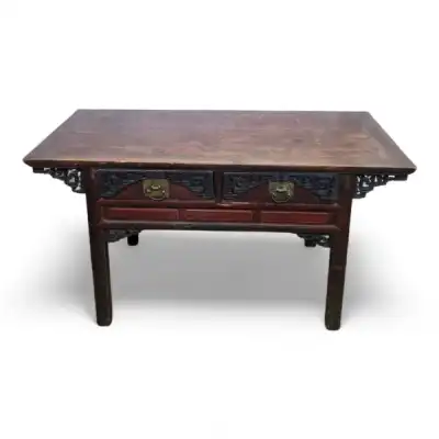 Orientalischer Konsolentisch Antik – Holz, Schnitzerei & Schubladen