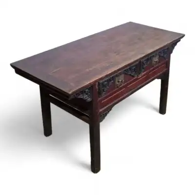 Orientalischer Konsolentisch Antik – Holz, Schnitzerei & Schubladen