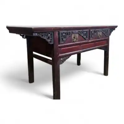 Orientalischer Konsolentisch Antik – Holz, Schnitzerei & Schubladen