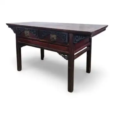 Orientalischer Konsolentisch Antik – Holz, Schnitzerei & Schubladen