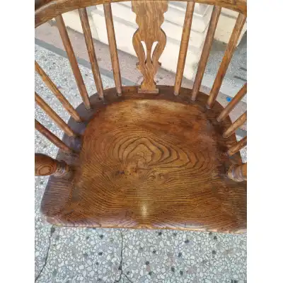 Windsor Armlehnenstuhl Antik aus Esche und Ulme, ca. 1860