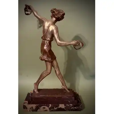 Art-Déco Bronze Skulptur einer tanzenden Frau