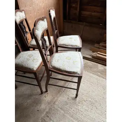 4 Antike Esszimmerstühle – Mahagoni Holzstühle im Edwardian Stil