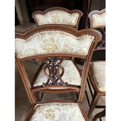 4 Antike Esszimmerstühle – Mahagoni Holzstühle im Edwardian Stil