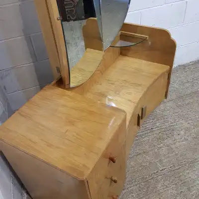 Art Deco Frisierkommode Antik – Eleganter Schminktisch mit Spiegel und Schubladen