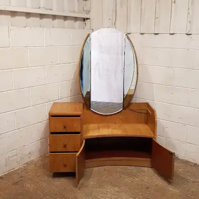 Art Deco Frisierkommode Antik – Eleganter Schminktisch mit Spiegel und Schubladen