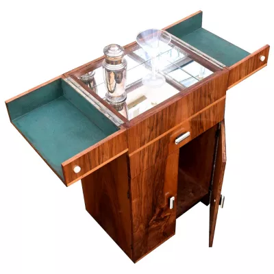  Antike Art Deco Nussbaum Cocktail Bar Sideboard 1930