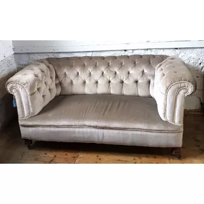 Viktorianisches Chesterfield Stoff Sofa Zweisitzer 1860
