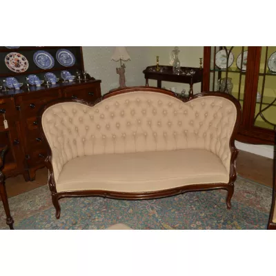 Viktorianisches Stoff Sofa mit Mahagoni Rahmen 1860
