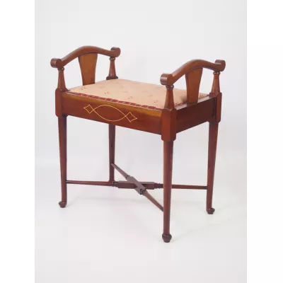 Schöner original edwardianischer Mahagoni Klavierhocker Massivholz