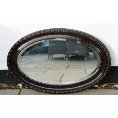 Großer viktorianischer dekorativer, ovaler Hallenspiegel 82 x 56 cm