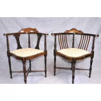 Paar Antike Viktorianische Ecklehnen/-Armstühle Englisch 1890