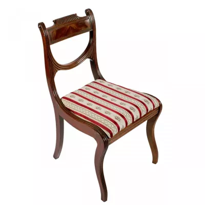 Regency Säbel Bein Stuhl 1810 Seidenpolsterung