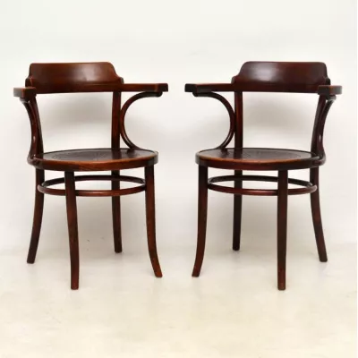 Ein Paar antike Bugholz Thonet Sessel 1900 