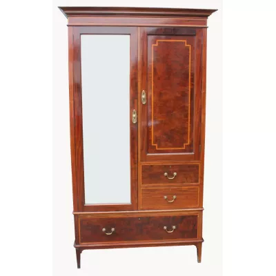 Ein original viktorianischer Mahagoni und Satinholz gebänderter zweitüriger Kleiderschrank   1890 