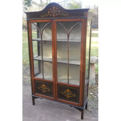 Prächtige Edwardianische Intarsien Mahagoni Vitrine von ca. 1900